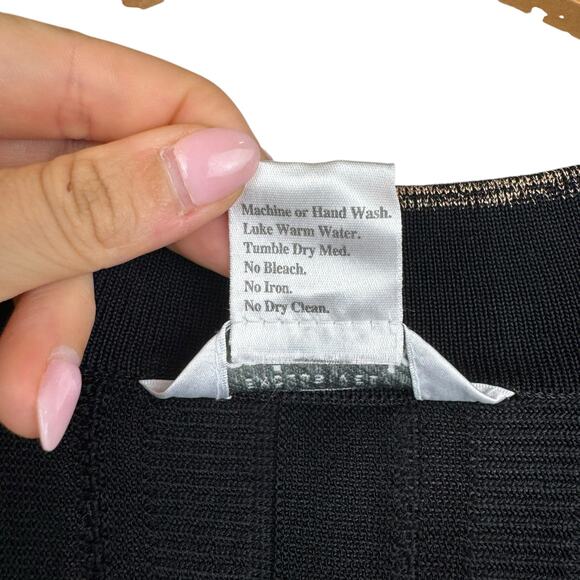 Exclusivley Misook Black Textured Knit Gold Trim Layering Cardigan Sweater - Picture 11 of 11